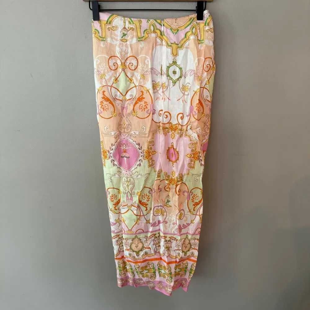 Hale Bob Sophrona Linen Drape Skirt Pastel Pink Sz XS Ballerina Unicorn Birdcage